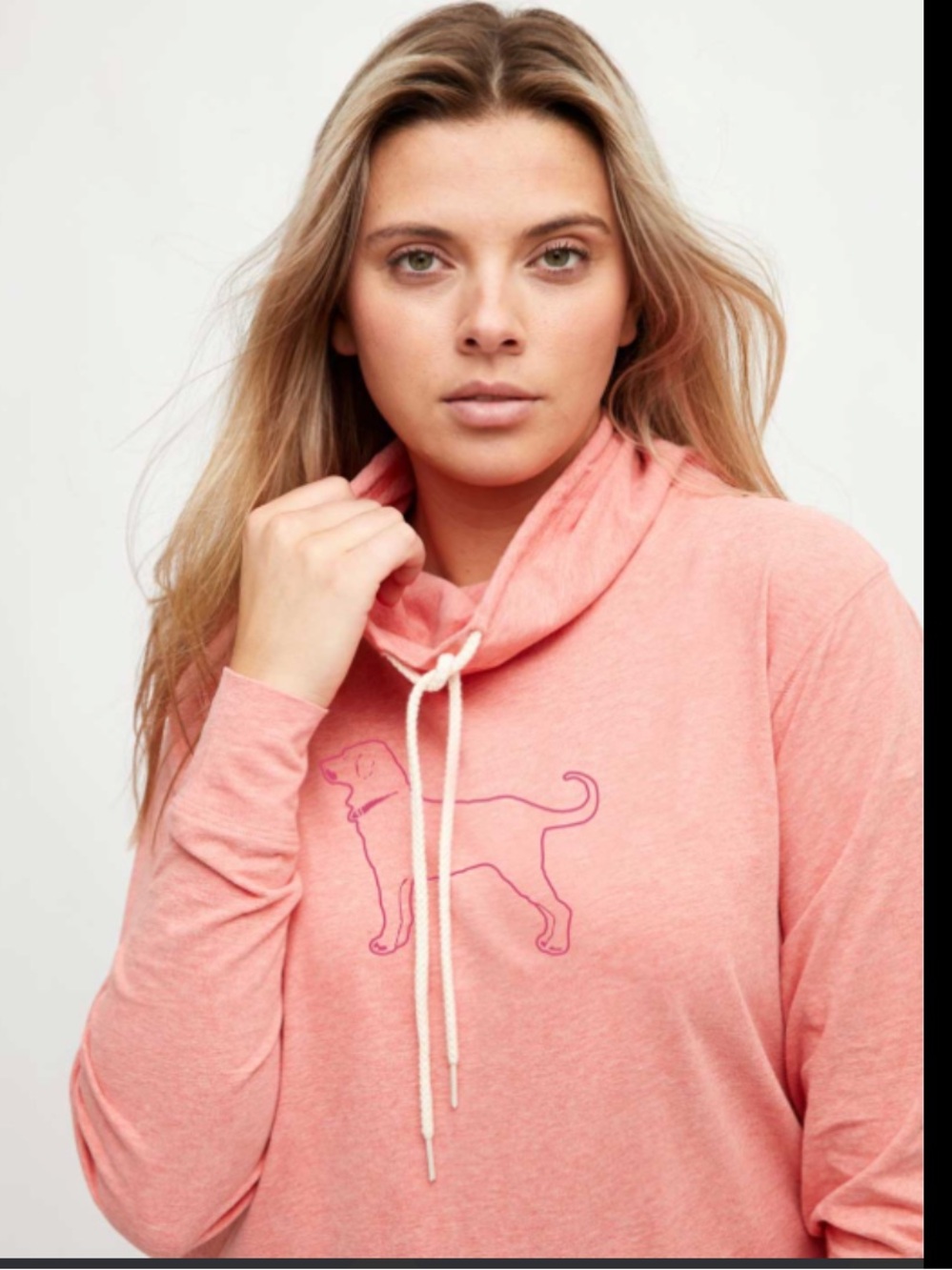 The Black Dog Coral Cowl-Neck Sweater with Dog Outline